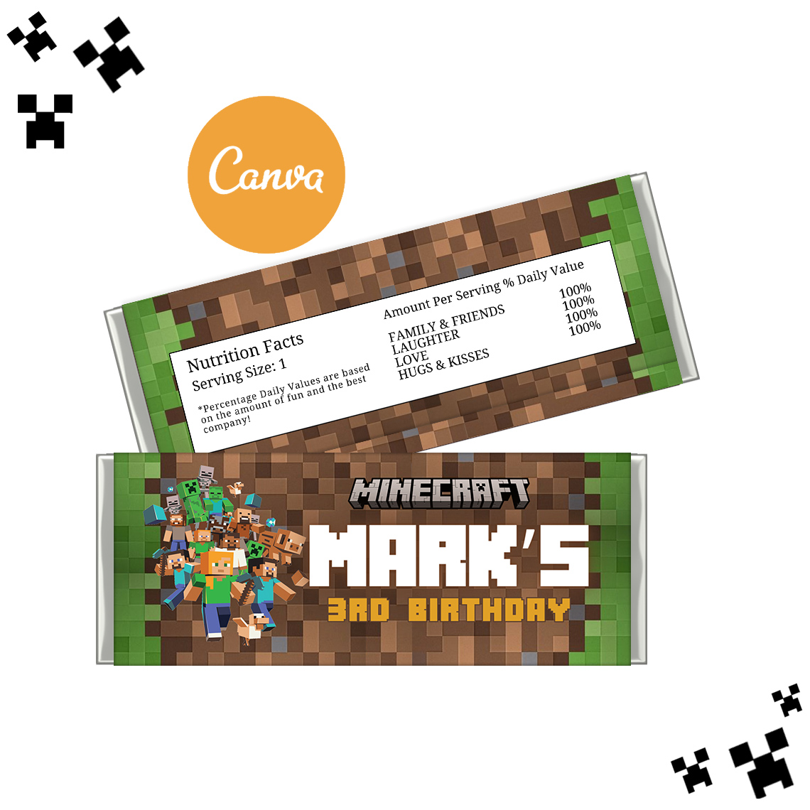 Minecraft Hershey Bar Digital Prints For Birthday Minecraft Hershey Bar Digital Prints For Birthday