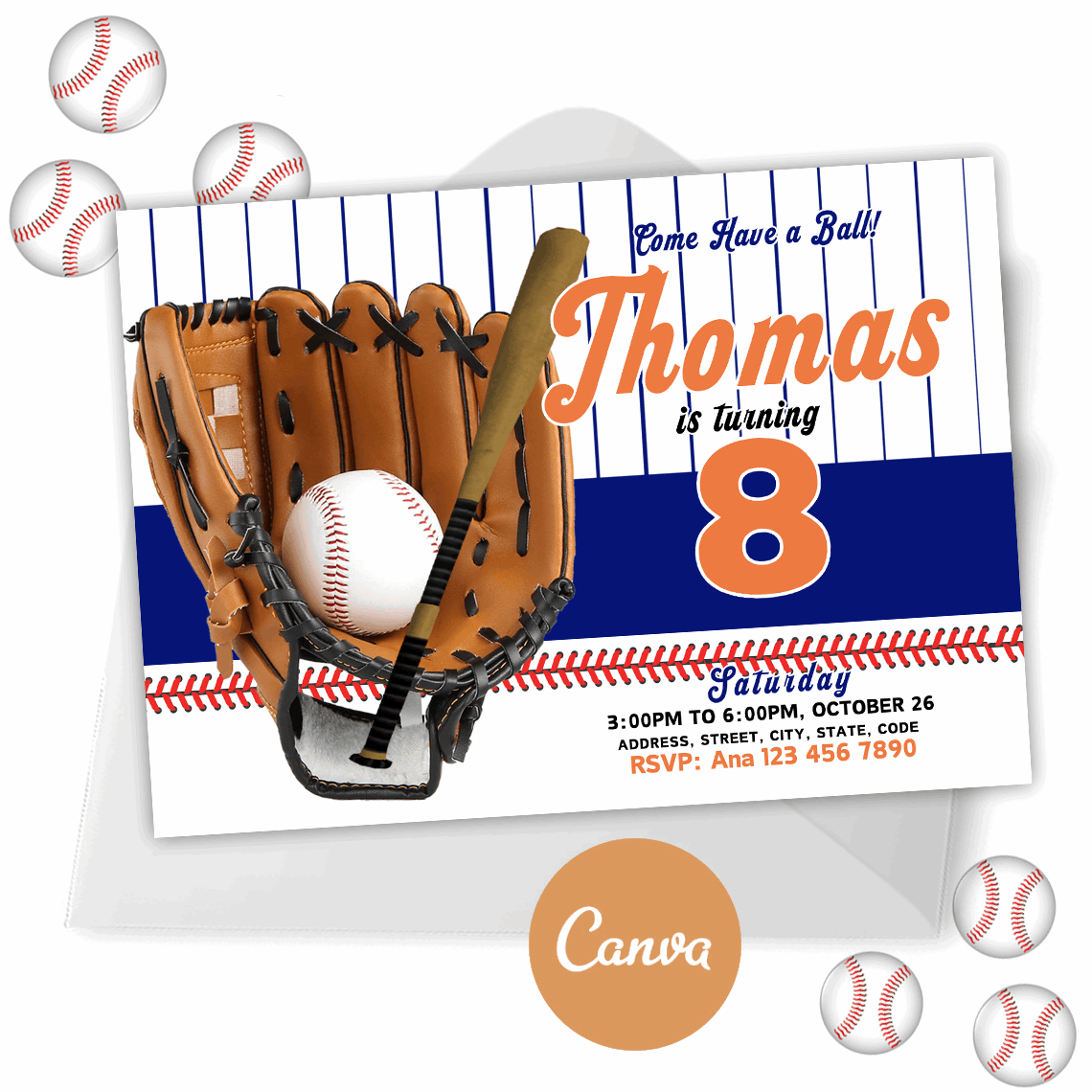 Baseball Invitation – Digital Prints for Birthday