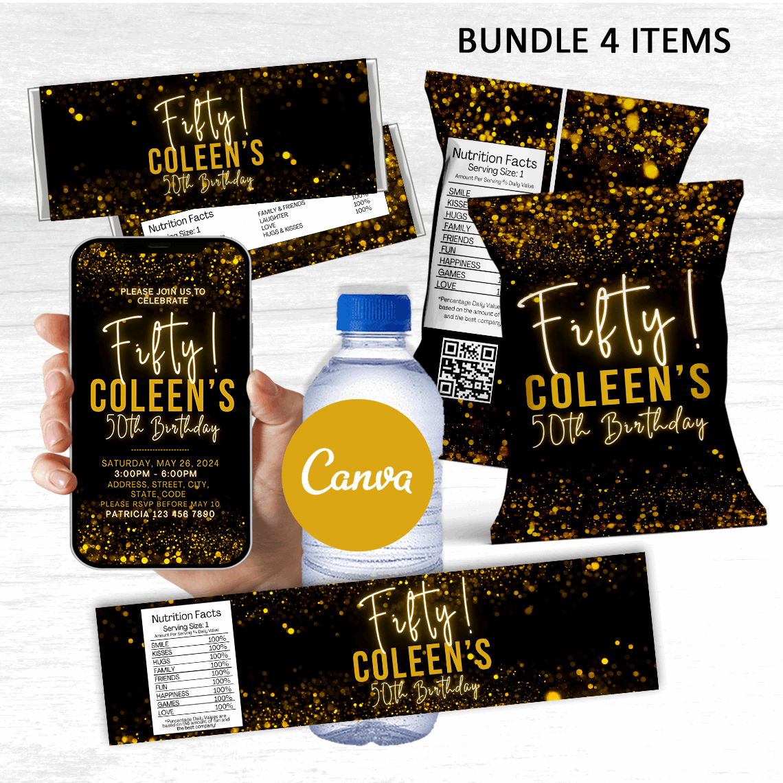 Black and Gold Glitter Bundle