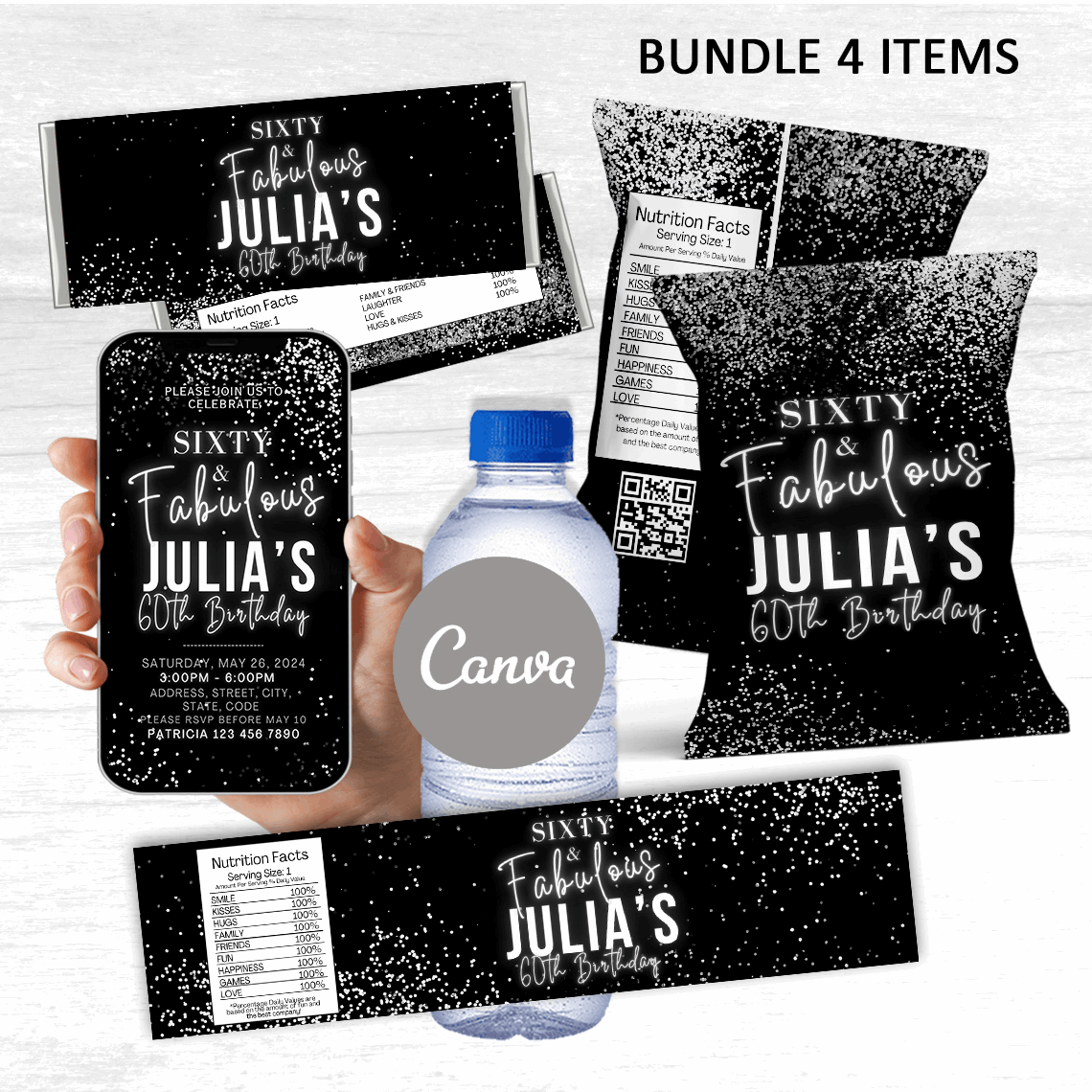 Black and Silver Glitter Bundle