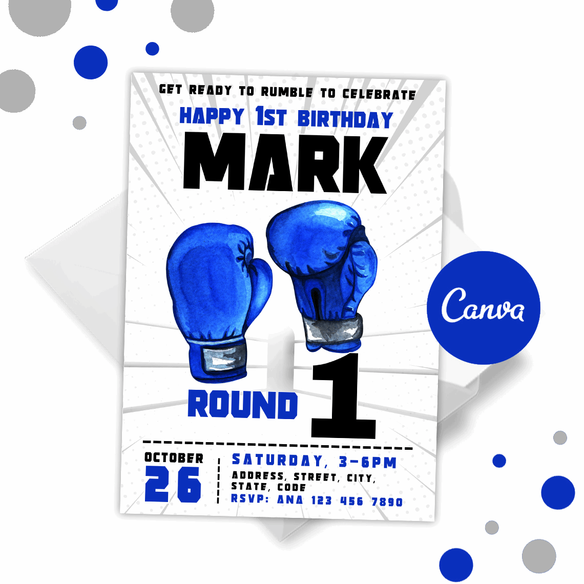 Blue Boxing Invitation