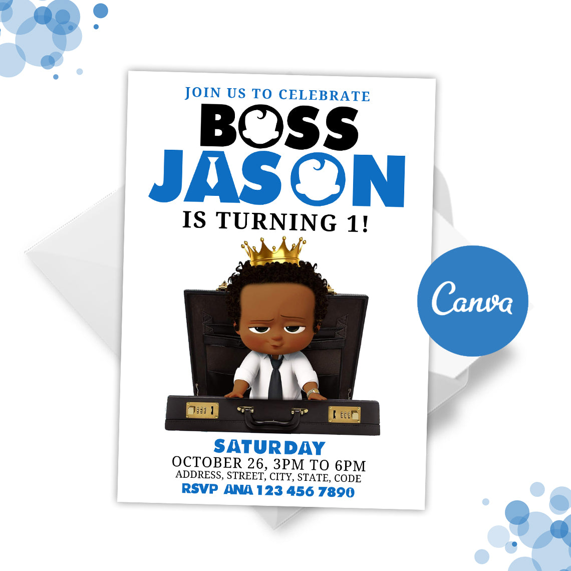 Black Boss Baby Invitation