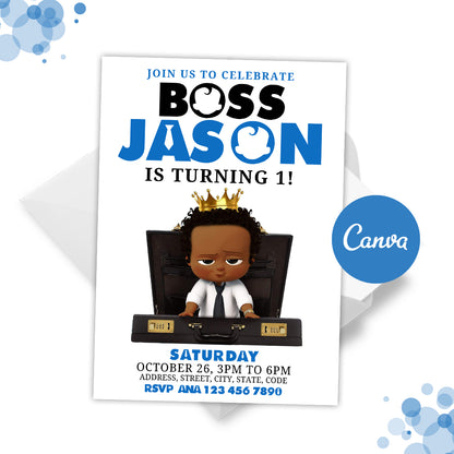 Black Boss Baby Invitation