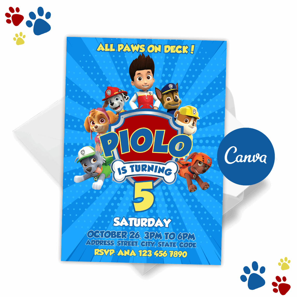 Boy Paw Patrol Invitation