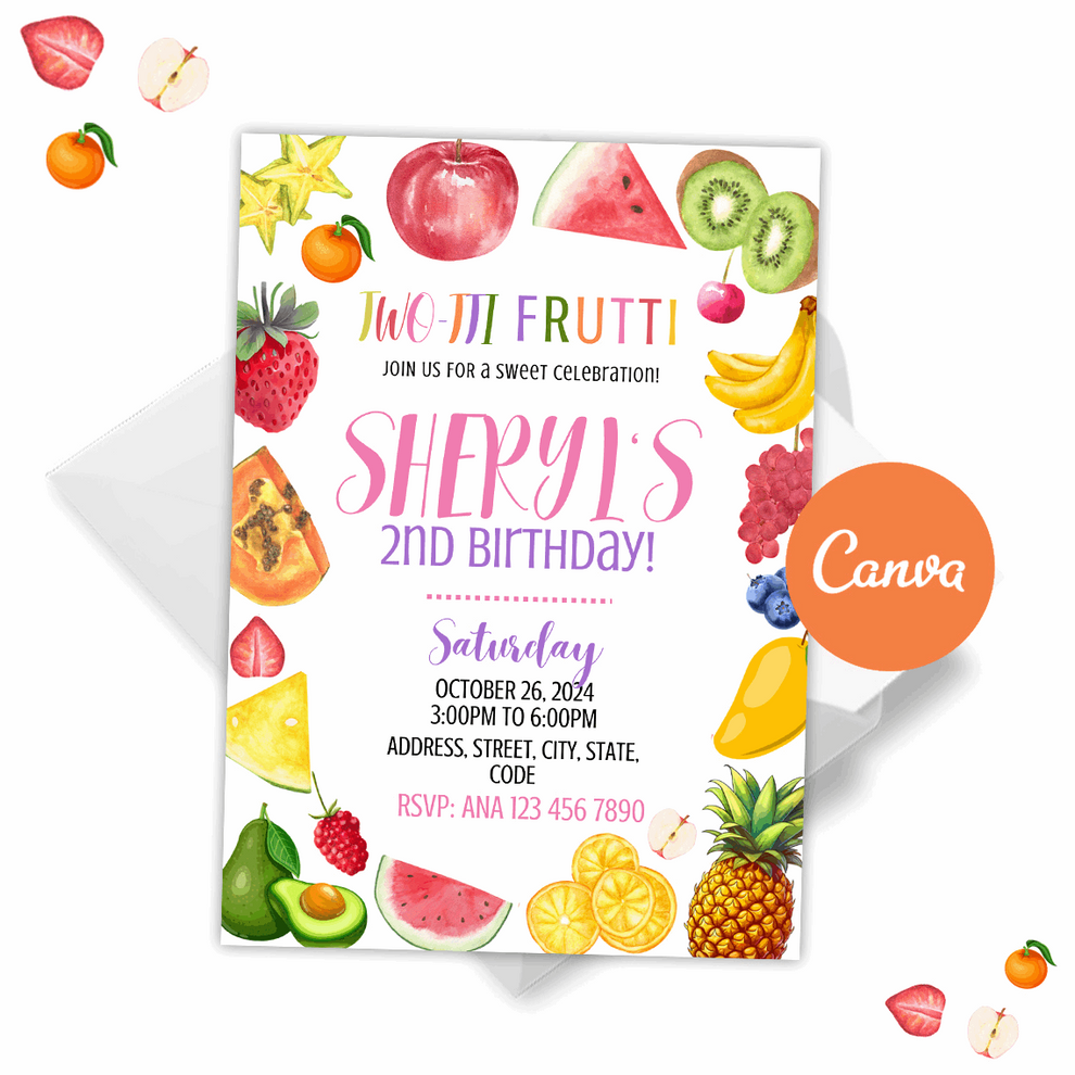 Fruit Invitations Fruits Invitation – Digital Prints for Birthday