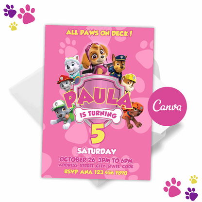 Girl Paw Patrol Invitation