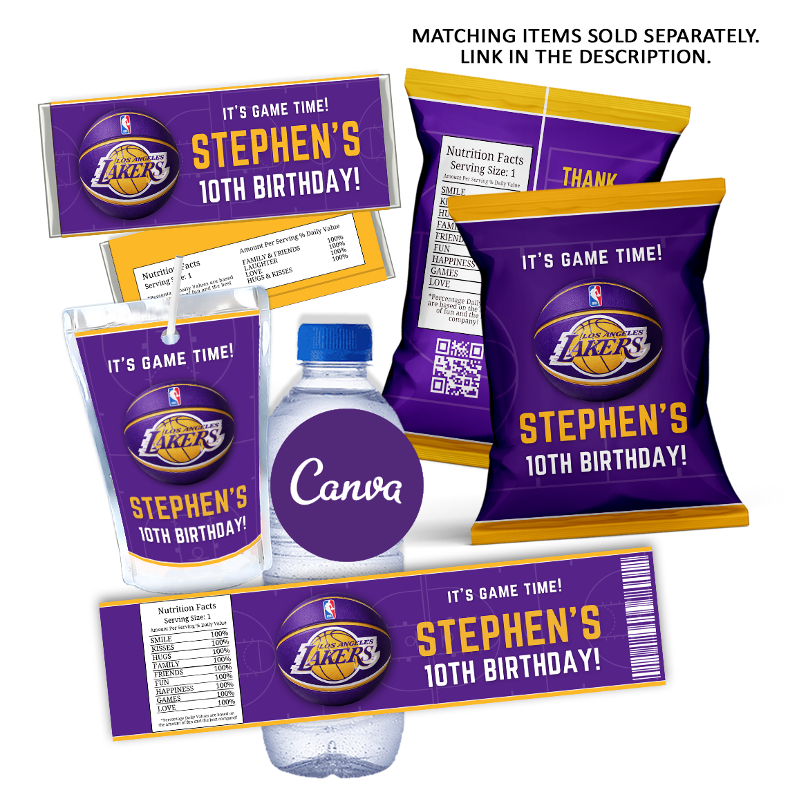 Lakers Water Bottle Label