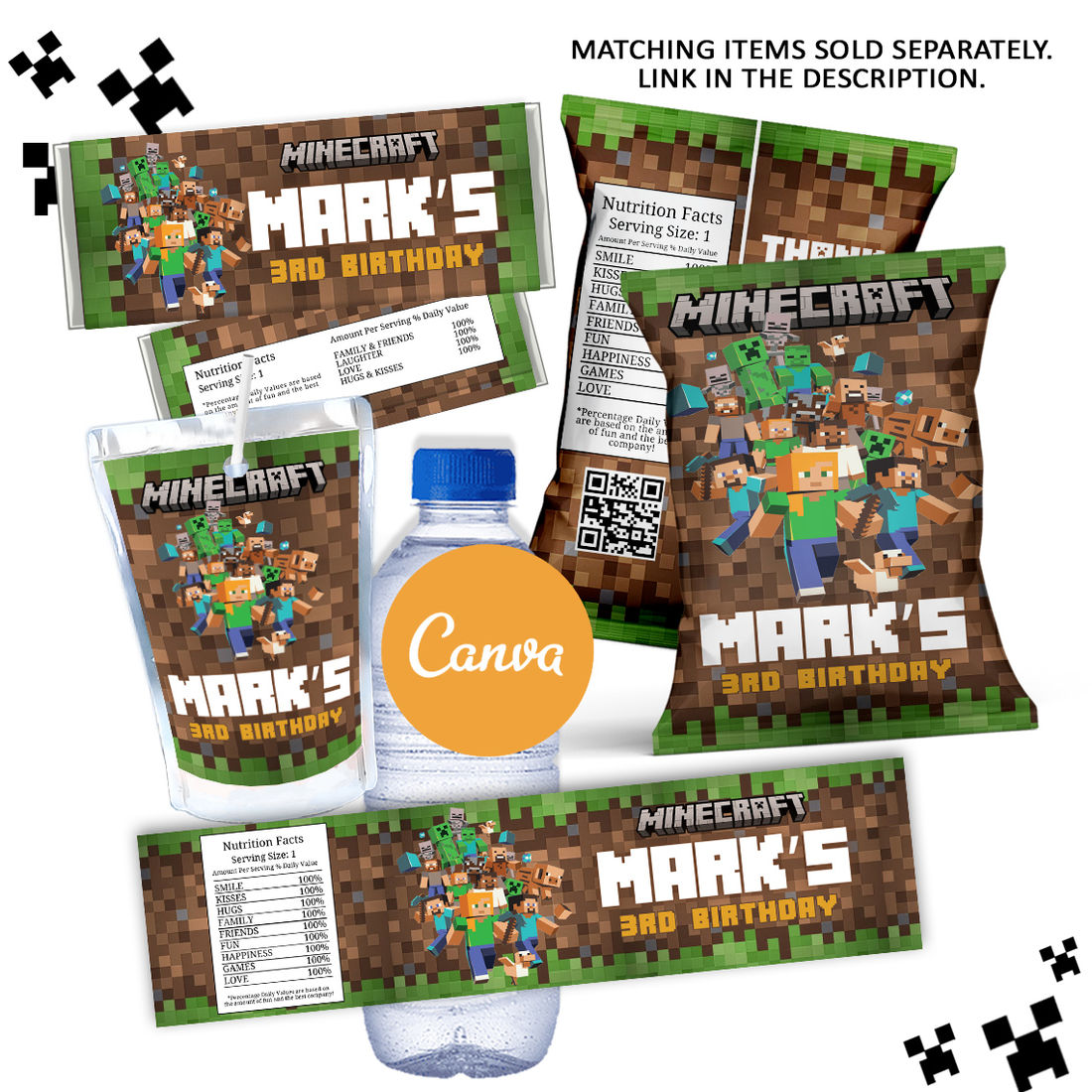 Minecraft Computer Chips Items Minecraft Chip Bag – Digital Prints for Birthday
