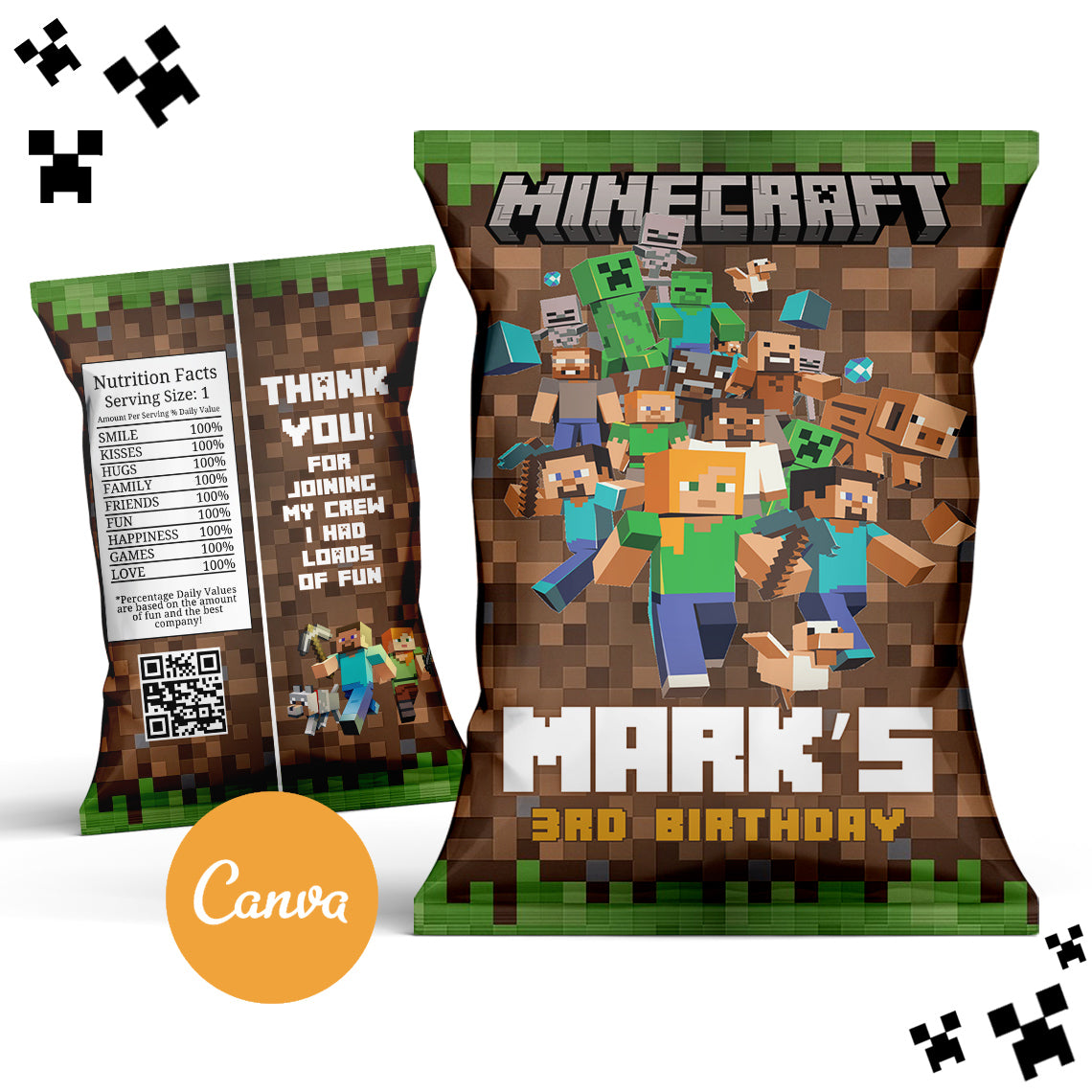 Minecraft Chip Bag – Digital Prints for Birthday