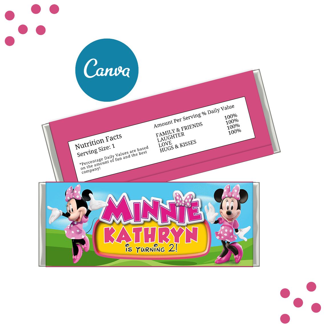 Minnie Mouse Hershey Bar – Digital Prints for Birthday