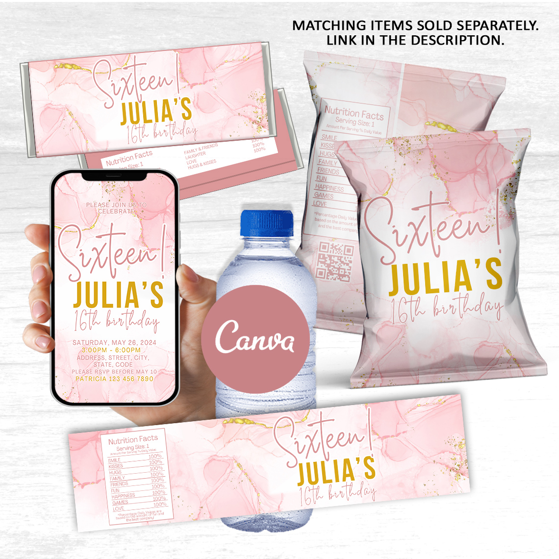 Pink Marble Chip Bag