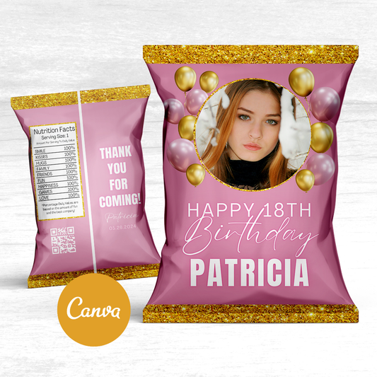 Pink and Gold Chip Bag