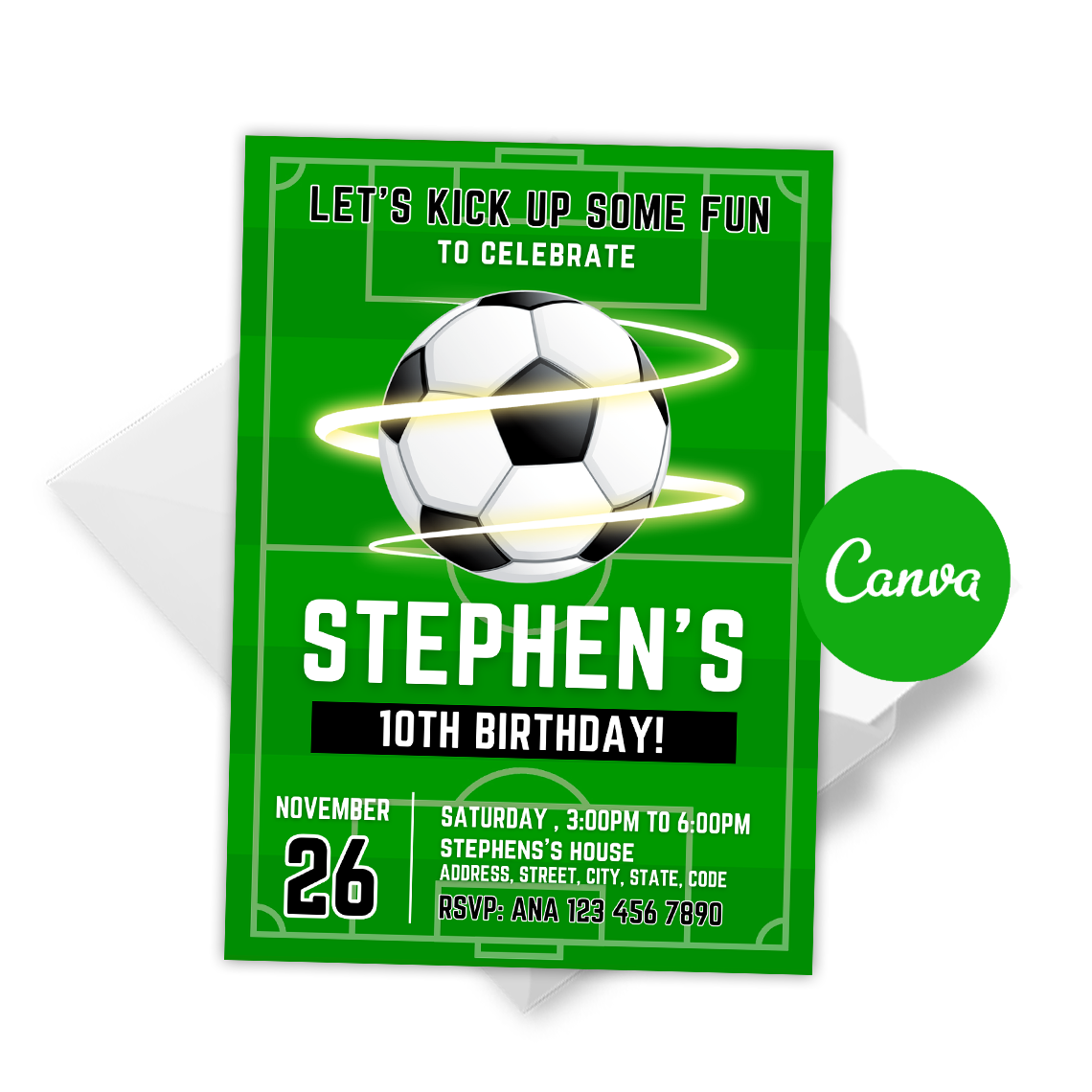Green Soccer Invitation