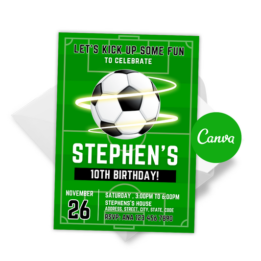 Green Soccer Invitation
