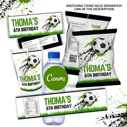 Editable Soccer Chip Bag Template Printable for Birthday Parties