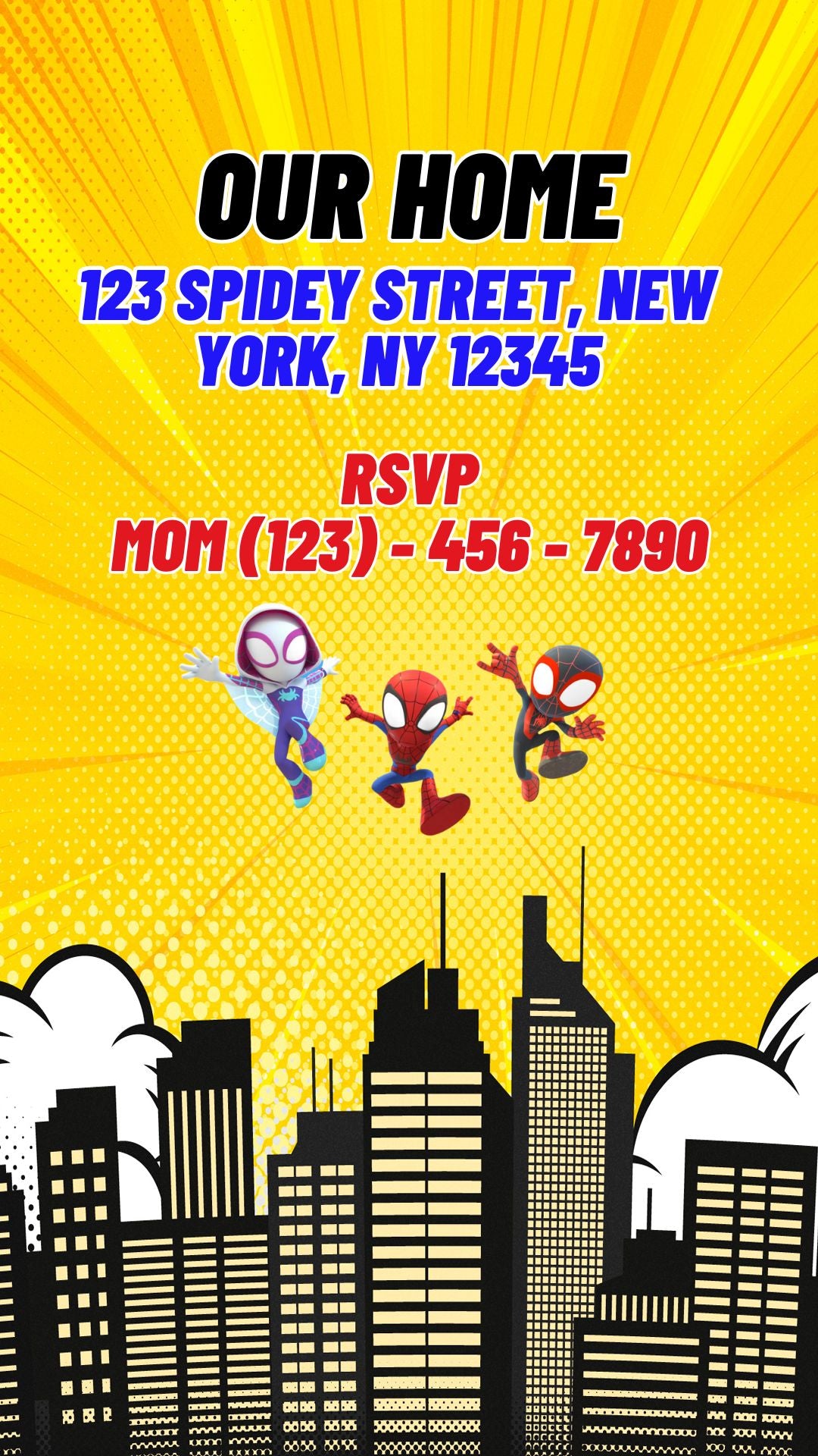 Spidey and His Amazing Friends - Birthday Video Invitation Template 4