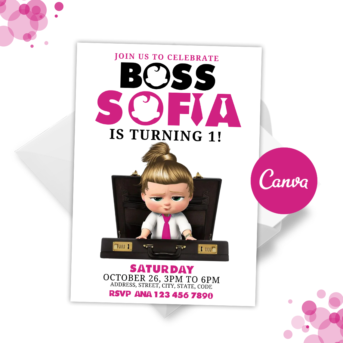White Girl Boss Baby Invitation