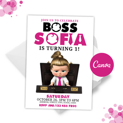 White Girl Boss Baby Invitation